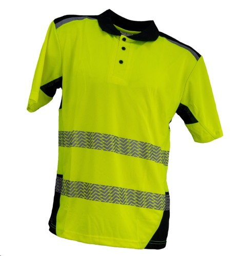 Koszulka Polo URG_961 seledynowy z pasami odblaskowymi