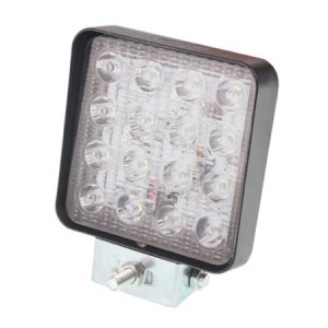 Lampa robocza ledowa prostokątna, 16 LED 9-32V, BEZ OTWORÓW, 107x107x50 mm, OBUDOWA ALUM.