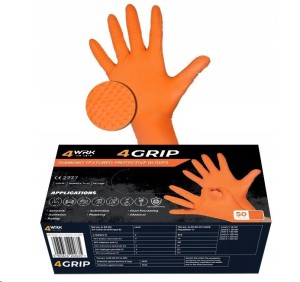 4WRK Rękawice jednorazowe nitrylowe teksturowane 4GRIP pomarańczowe 50 szt
