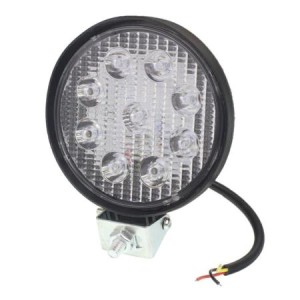 Lampa robocza ledowa okrągła,  9 LED 12V, FI 116mm, grubość - 28mm, OBUDOWA ALUM.