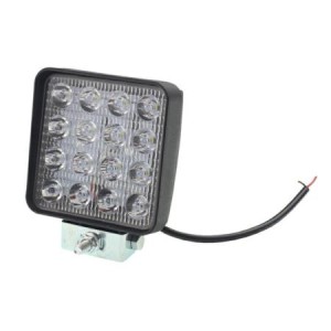 Lampa robocza ledowa prostokątna, 16 LED 9-32V, Z OTWORAMI, 107x107x58 mm,OBUDOWA ALUM.