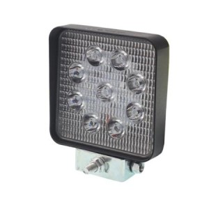 Lampa robocza ledowa prostokątna,  9 LED 10-30V, 109x109x38 mm, OBUDOWA ALUM.