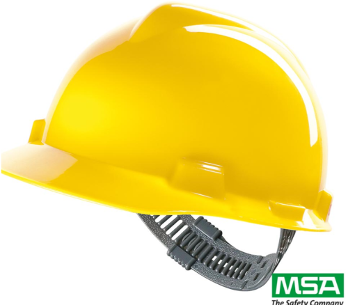 Hełm V-GARD wykonany z tworzywa HDPE z regulacją Push-Key. MSA-KAS-VG-V żółty 52-64