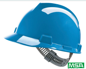Hełm V-GARD wykonany z tworzywa HDPE z regulacją Push-Key. MSA-KAS-VG-V niebieski 52-64