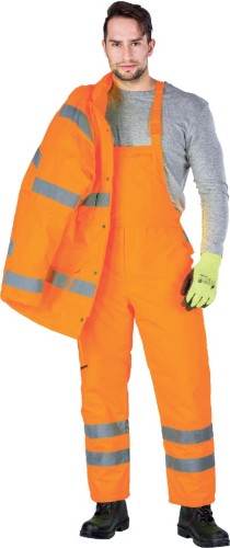 Ogrodniczki odblaskowe ocieplane OC FLASH Orange (S-VIS) pomarańczowe