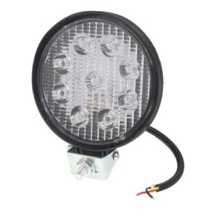 Lampa robocza ledowa okrągła,  9 LED 12V, FI 116mm, grubość - 28mm, OBUDOWA ALUM.