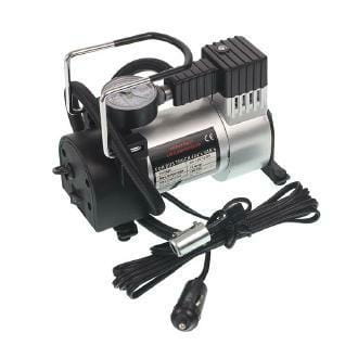 Kompresor do pompowania POW.12V 35L/min Z MANOMETREM DO 10bar/atm, JEDNOTŁOKOWY CYLINDER 19mm, PLASTIK