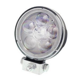 Lampa robocza ledowa okrągła,  5 LED SOCZEWKA SREBRNA, 10-30V, FI 90mm, OBUDOWA ALUM.