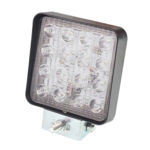 Lampa robocza ledowa prostokątna, 16 LED 9-32V, BEZ OTWORÓW, 107x107x50 mm, OBUDOWA ALUM.