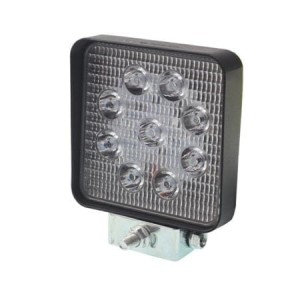Lampa robocza ledowa prostokątna,  9 LED 10-30V, 109x109x38 mm, OBUDOWA ALUM.