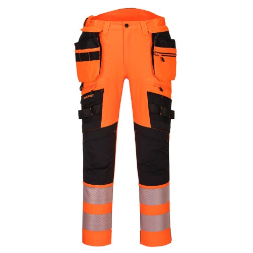 Portwest DX442 Spodnie do pasa ostrzegawcze DX4 z odpinanymi kieszeniami kaburowymi pomarańczowy