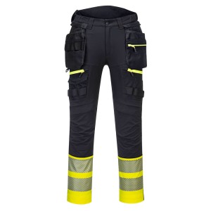 Portwest DX445 Spodnie do pasa ostrzegawcze klasy 1 DX4 z kieszeniami kaburowymi żółty