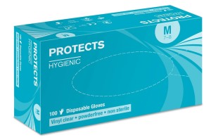 Rękawice jednorazowe PROTECTS HYGIENIC VINYL powder free - clear