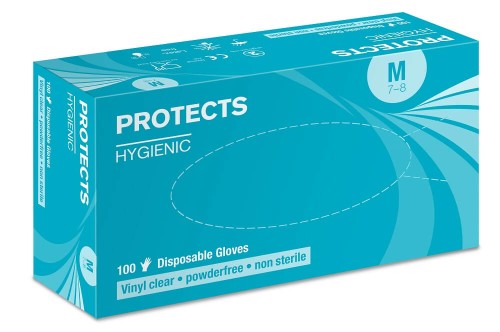 Rękawice jednorazowe PROTECTS HYGIENIC VINYL powder free - clear