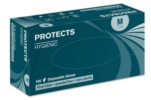 Rękawice jednorazowe PROTECTS HYGIENIC VINYL powder free - niebieskie