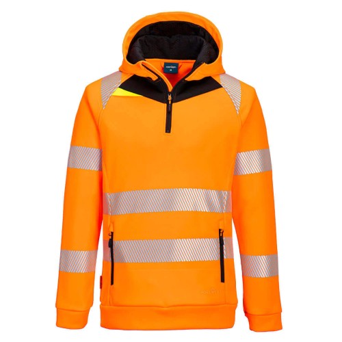 Portwest DX482OBR Bluza ostrzegawcza z kapturem DX4 i zamkiem 1/4 orange/black