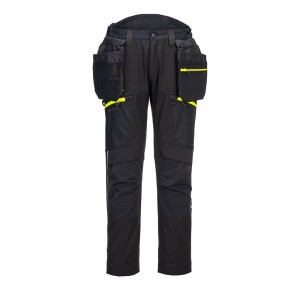Portwest DX450BKR Spodnie softshell DX4 z odpinanymi kieszeniami kaburowymi czarny
