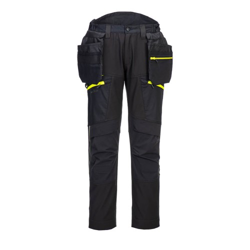 Portwest DX450BKR Spodnie softshell DX4 z odpinanymi kieszeniami kaburowymi czarny