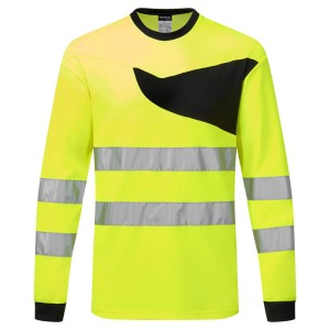 Portwest PW221YBR T-Shirt ostrzegawczy z długimi rękawami PW2 żółty/czarny