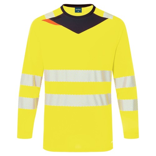 Portwest DX416YBR T-shirt ostrzegawczy z długimi rękawami DX4 żółty/czarny