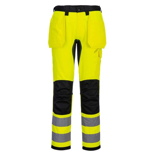 Portwest CD889YBR Spodnie ostrzegawcze WX2 Eco z kaburami żółty/czarny