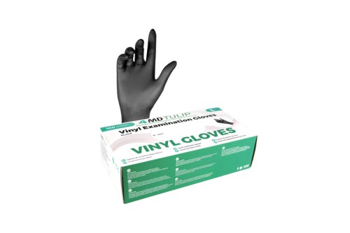 Rękawice diagnostyczne winyl 4md tulip czarny s.l