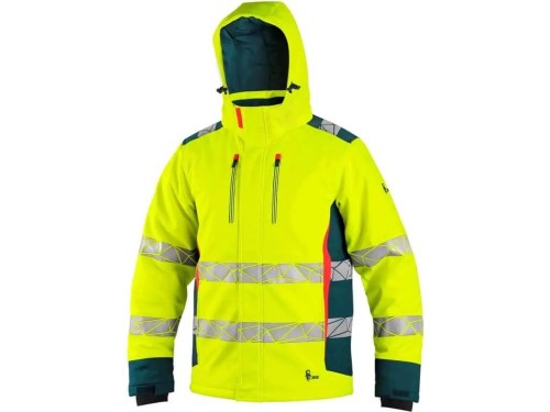 Kurtka ostrzegawcza softshell CXS BEDFORD WINTER zimowa męska - żółto-petrol