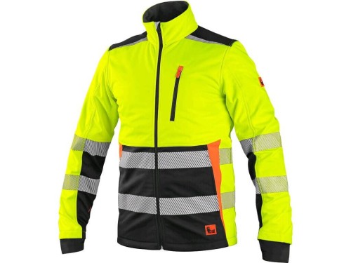 Kurtka softshell CXS BENSON ostrzegawcza - żółto-czarny