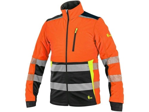 Kurtka softshell CXS BENSON ostrzegawcza - pomarańczowo-czarny
