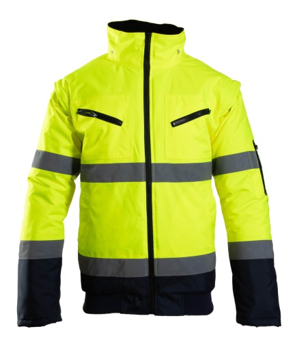 Kurtka BENEFIT BOMBER HI-VI 2W1 – KAT.II KLASA 3 - granatowy-żółty