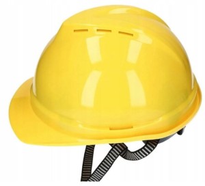 Kask hełm VIKING z pokrętłem i paskiem czteropunktowym żółty