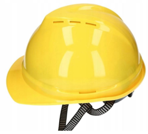Kask hełm VIKING z pokrętłem i paskiem czteropunktowym żółty