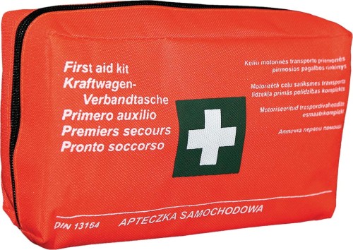 Apteczka samochodowa materiałowa DIN MATERIAŁ pomarańczowa DIN 13164 (ASAM)
