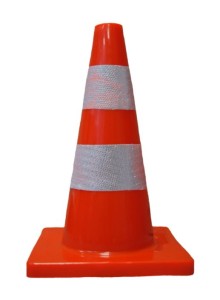 Pachołek drogowy z PCV 45 cm. Dwie taśmy odblaskowe