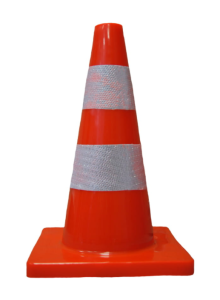 Pachołek drogowy z PCV 45 cm. Dwie taśmy odblaskowe
