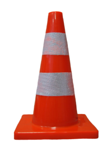 Pachołek drogowy z PCV 30 cm. Dwie taśmy odblaskowe