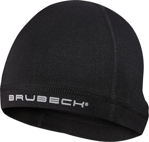 Termoaktywna czapka BRUBECK® wykonana w technologii bezszwowej z dwuwarstwowej, oddychającej dzianiny. CZBRUPRO B -czarny  SM
