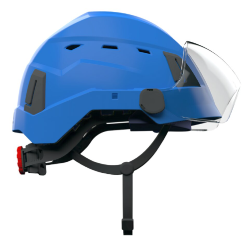 Kask TRA 40V - przemysłowy hełm ochronny, wentylowany z osłoną na oczy S40, więźba obrotowa -różne kolory