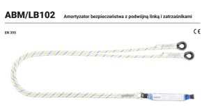 Linka bezpieczeństwa asekuracyjna HV (żółto-zielona) regulowana z zatrzaśnikami AZ 002 I AZ 029, LB100HV 1,4M