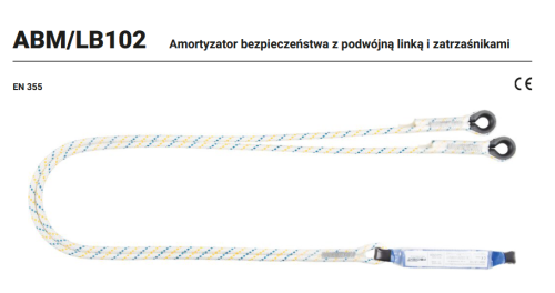 Linka bezpieczeństwa asekuracyjna HV (żółto-zielona) regulowana z zatrzaśnikami AZ 002 I AZ 029, LB100HV 1,4M