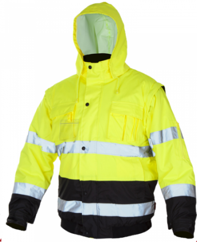Kurtka pilotka FLASH Short B seledynowo-czarna, odblaskowa odpinane rękawy