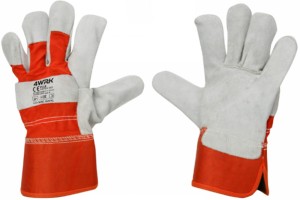 Skórzane rękawice z dwoiny Fuji czerwone / RBR 10,5