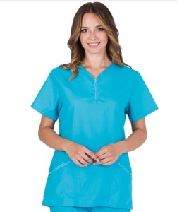 Bluza lekarska damska CANZONA krótki rękaw niebieska