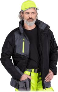 Kurtka ocieplana polarem z k HYPER-J BS czarno-szary