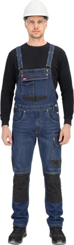 Spodnie ogrodniczki jeans303-b granatowo-czarny
