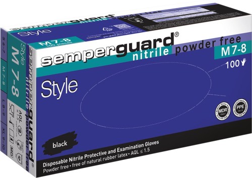 Rękawice nitrylowe 8% vat semperguard nitryl czarny