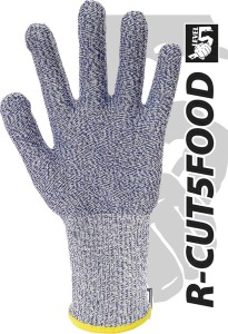 Rękawice ochronne wykonane z mieszanki przędzy HDPE i włókna szklanego. R-CUT5FOOD
