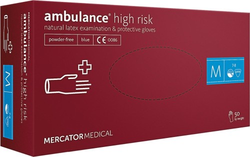 Rękawice jednorazowe lateksowe 8% Vat MERCATOR MEDICAL RMM-AMBULANCE N