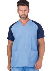 Bluza lekarska męska TUTTI krótki rękaw niebiesko-granatowa