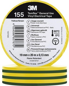 Taśma elektroizolacyjna 3M-TASIZO-155 ZY zielono-żółty 19 mm x 20 m